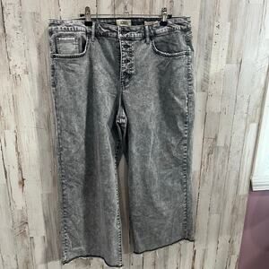 Logo Lori Goldstein QVC Gray Wide Leg Crop Jeans Button Fly Women’s Size 16